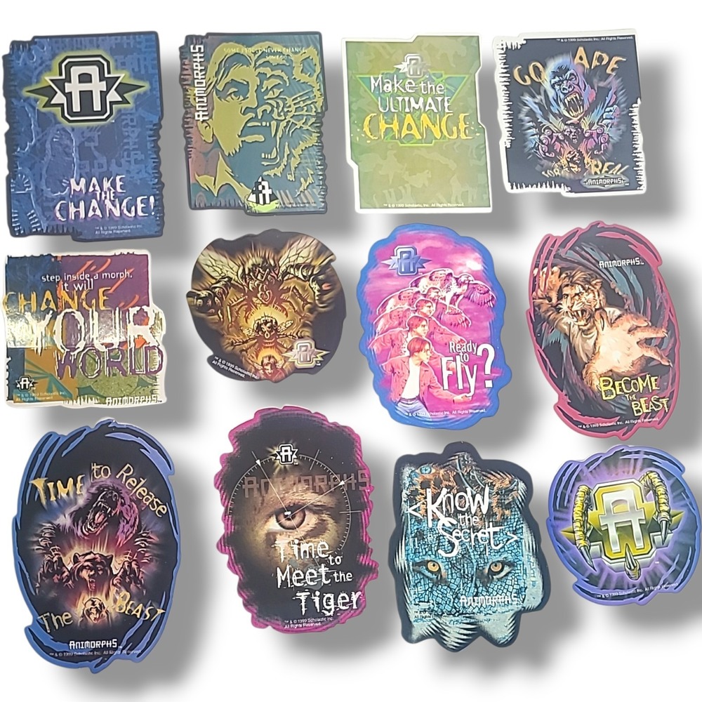 Vintage 1999 Animorphs Vending Stickers Complete Set 12 Scholastic NOS Rare - Picture 2 of 4